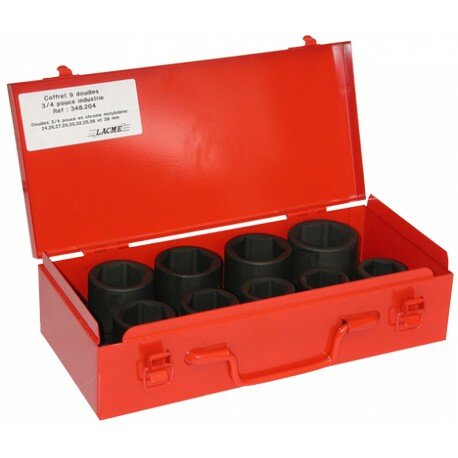 Coffret 9 douilles 3/4 de pouce Lacme